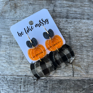 Pumpkin Stacks - Plaid with Orange and Matte Black