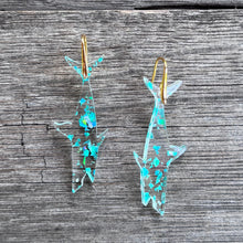 Bruce Shark Earrings - Teal Flake Glitter