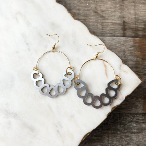 Teardrop Hoops - Gunmetal - Acrylic Earrings