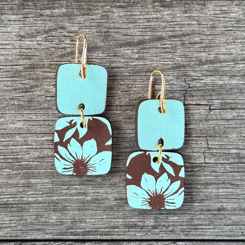 Mini Stacks - Hand Painted Patina Leather Earrings