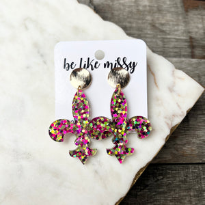 Mardi Gras Earrings - Fleur de Lis Acrylic Earrings