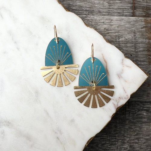 Sunrise Sunset - Metallic Turquoise - Acrylic Earrings