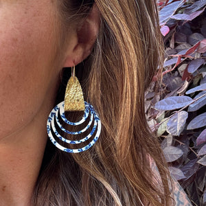 Joy Drops - Blue + White - Wooden Earrings