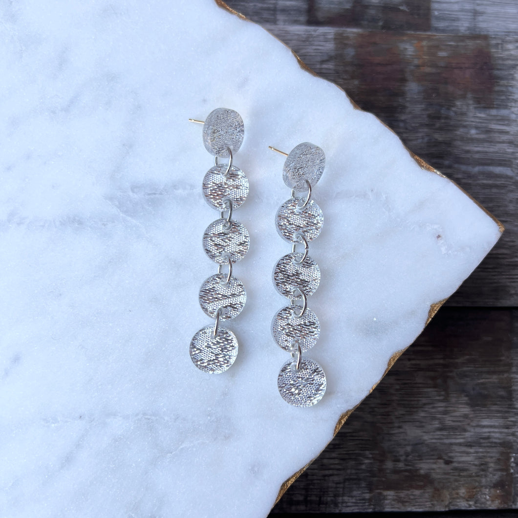 Mini Cascading Drops - Textured Silver - Acrylic Earrings