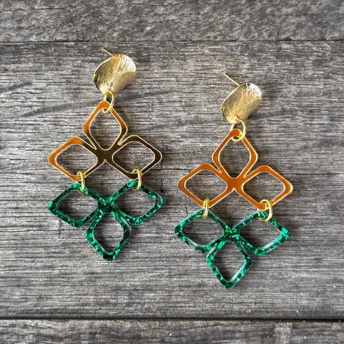 Game Day - Green and Gold - Acrylic Earrings