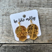 Spooky - Gold Mirror Sugar Skull Earrings - Acrylic Earrings