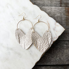 Glam Hoops - Champagne - Leather Earrings