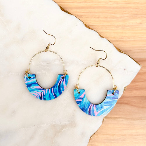 Remix Hoops - Pretty Palms - Wood Earrings