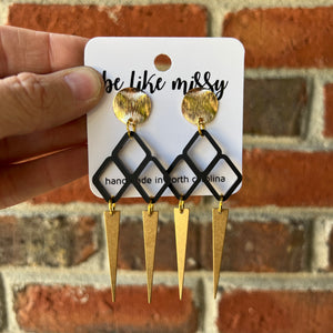 Noir Spikes - Matte Black - Brass & Acrylic Earrings