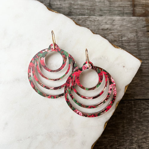 Joy Drops - Red Roses - Acrylic Earrings