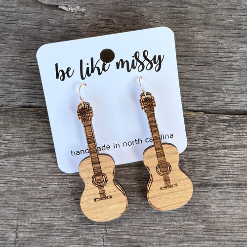 Bluegrass - Guitar - Wooden Earrings