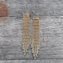 Raw Brass Rhinestone Chandelier Earrings