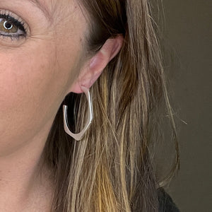 Emily Large Hoops - Brushed Silver