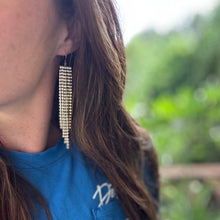Raw Brass Rhinestone Chandelier Earrings