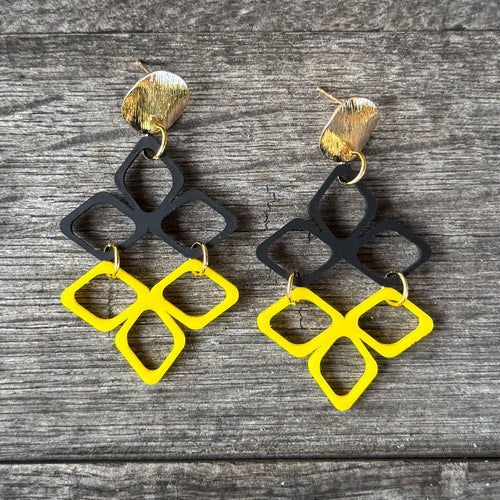 Game Day - Black and Yellow - Acrylic Earrings