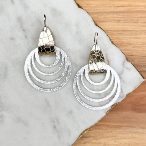 Joy Drops - Silver - Leather + Acrylic Earrings
