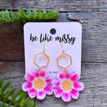 Garden Party Earrings - Dahlia - Pink + White Hex