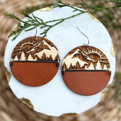 Sunshine over the Mountains - Leather Earrings - PREORDER shipping 10/23