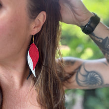 Hurricanes - Wings of an Angel - Small - Red White and Black - Leather Earrings