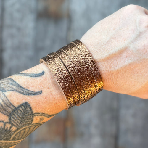 Split Leather Cuff - Bronze