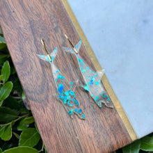 Bruce Shark Earrings - Teal Flake Glitter