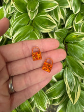 ORANGE glitter lock studs