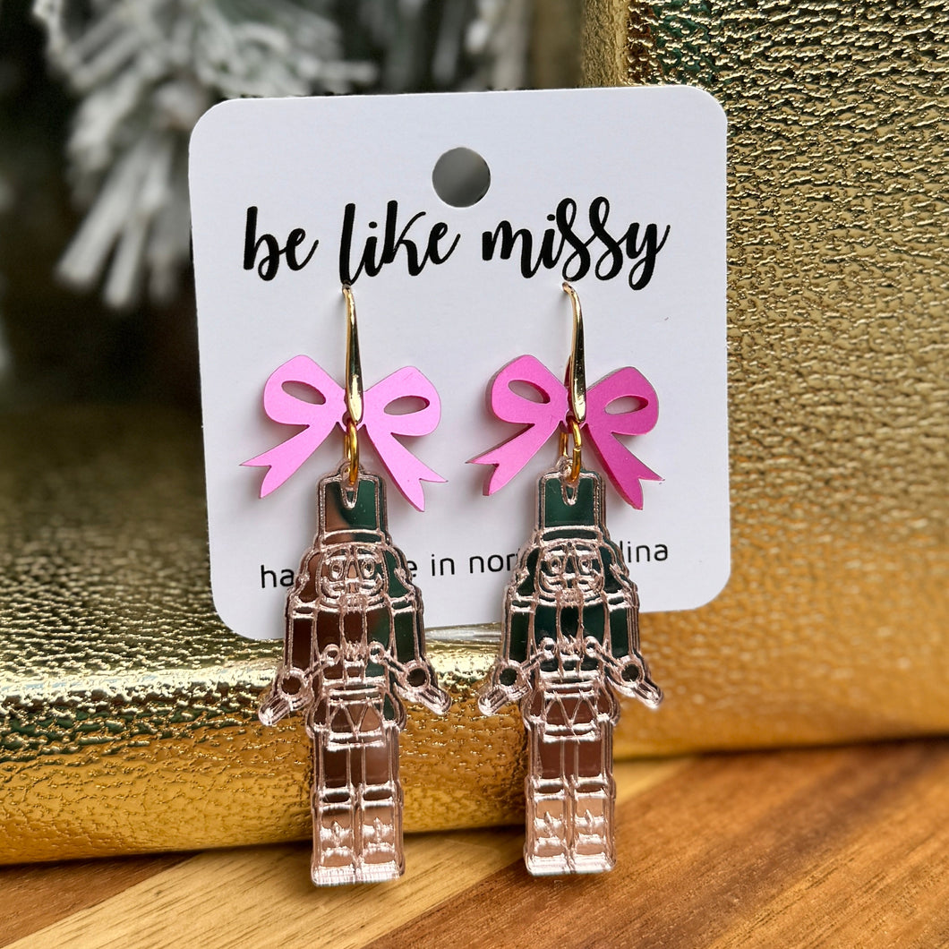 Nutcracker Earrings - Rose Gold with Bows