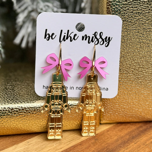 Nutcracker Earrings - Gold with Bows