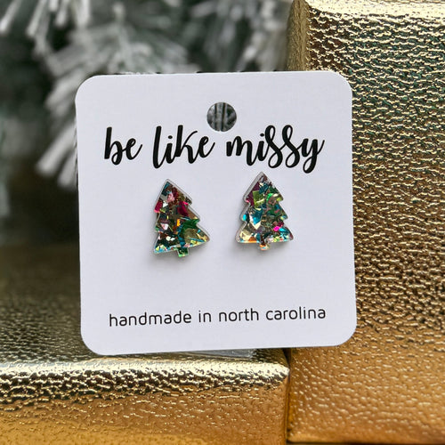 Christmas Tree Studs - Party Glitter