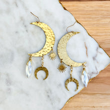 Crescent Moon Boho Drops - Brass Earrings