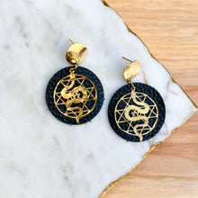 Snake Drops - Leather and Hammered Brass Earrings