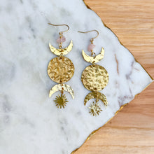 Moon Phases - Hammered Brass + Rose Quartz