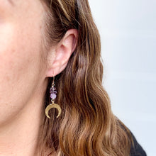 Tiny Moon Drops - Amethyst - Brass Earrings