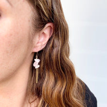 Tiny Rose Quartz Drops - Brass Earrings