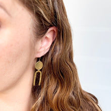 Tiny Horseshoe Drops - Brass Earrings