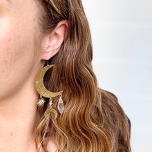 Crescent Moon Boho Drops - Brass Earrings