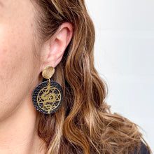 Snake Drops - Leather and Hammered Brass Earrings