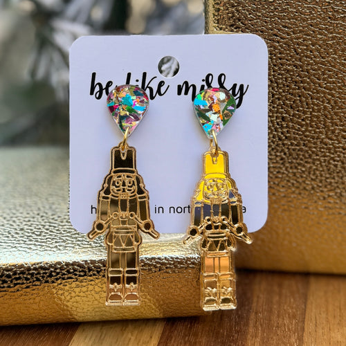 Nutcracker Earrings - Gold with Studs