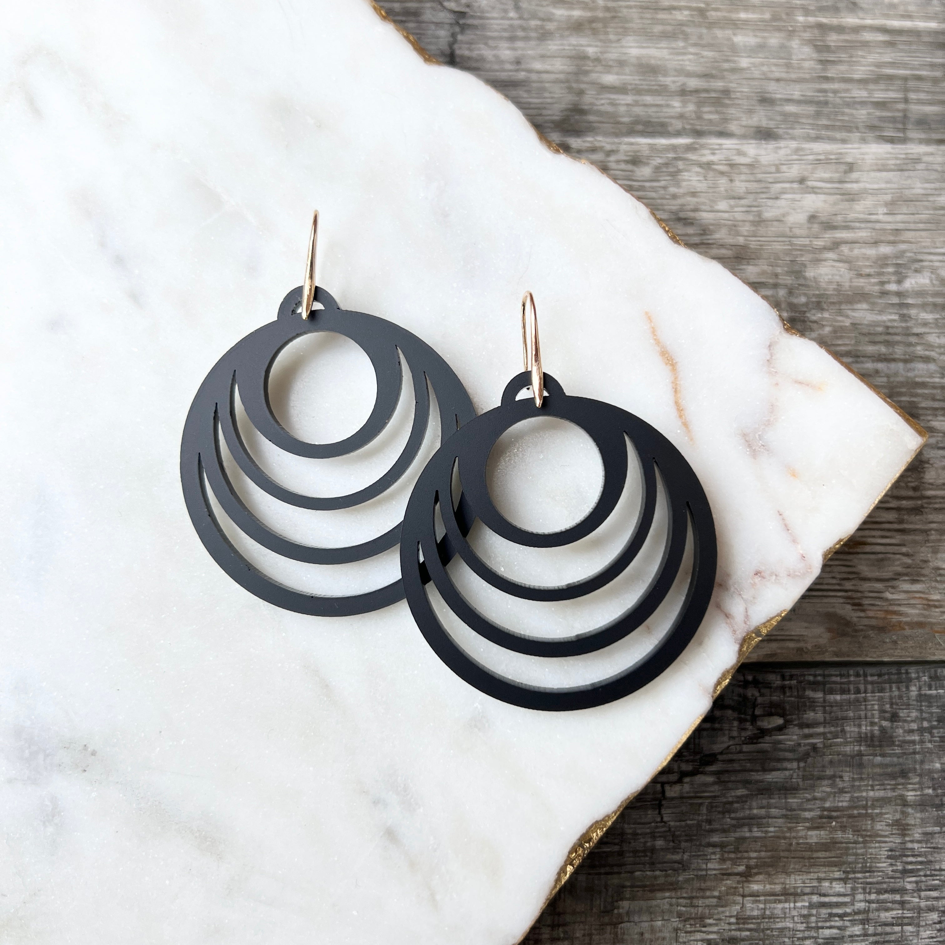 Subtle Earrings buy in Black | short earrings, drop earrings, minimalist earrings, lightweight earrings, acrylic earrings, glass earrings |