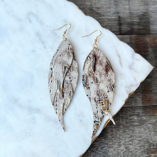 Wings of an Angel - Small - Driftwood - Leather Earrings
