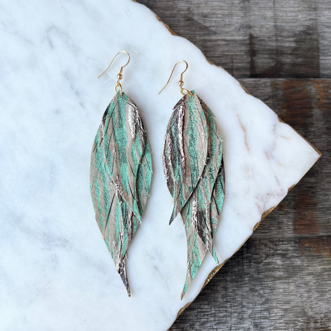 Wings of an Angel - Small - Beachwood - Leather Earrings