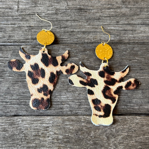 Hank - Cow Earrings - Leopard