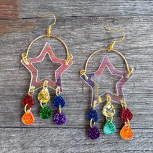 Star Rainbow Chandelier Earrings - Gold