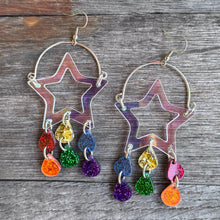 Star Rainbow Chandelier Earrings - Silver