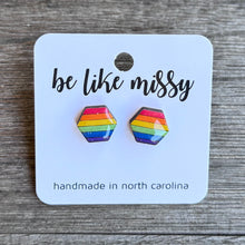 Rainbow Hexagon Stud Earrings