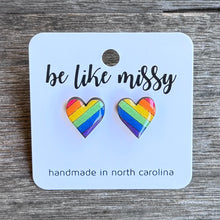 Rainbow Heart Stud Earrings