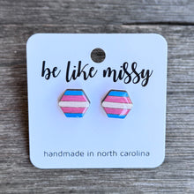 Trans Hexagon Stud Earrings
