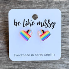 Progress Flag Heart Stud Earrings