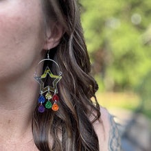 Star Rainbow Chandelier Earrings - Silver