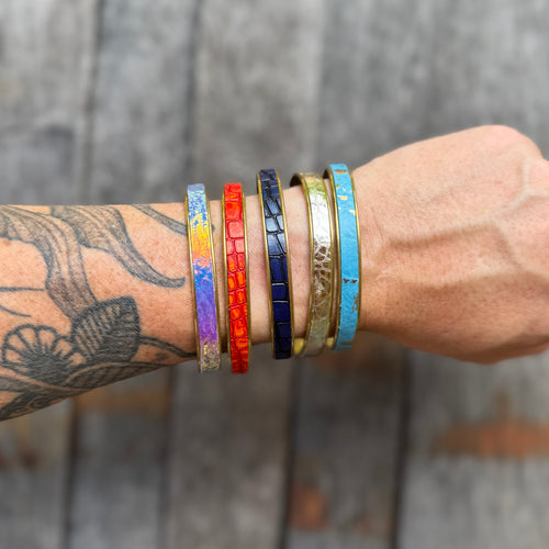 Leather + Brass Stacking Bangles